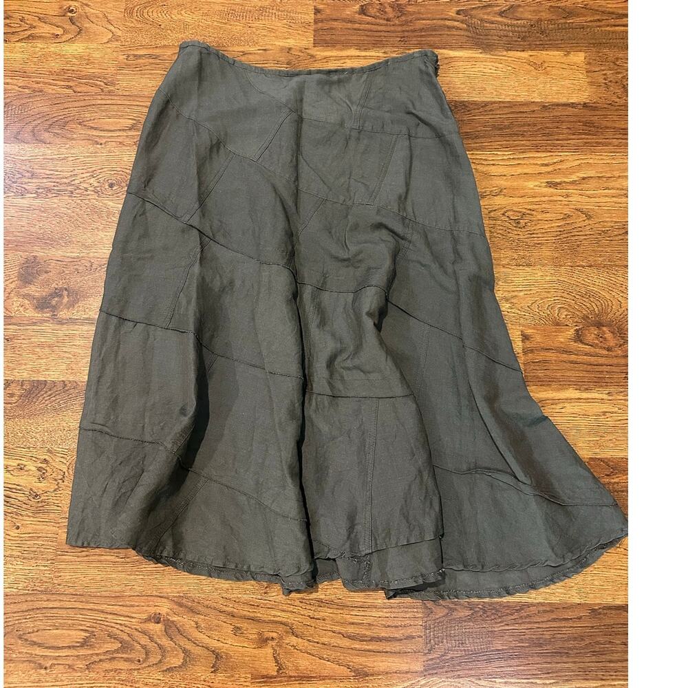 Sandro Linen A-Line Maxi Skirt Women’s 16 Gray Tiered Flowy Lagenlook Elevated